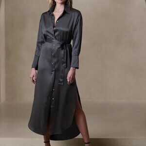 NWT Banana Republic Muse Silk Maxi Shirtdress,ORCA SIZE  XL